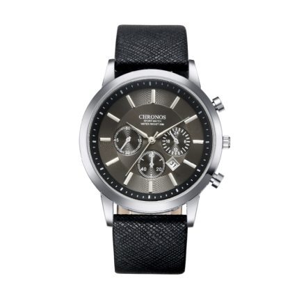 CHRONOS CH0401 Sportuhr mit drei Augen und sechs Nadeln und Ledergürtel für Herren