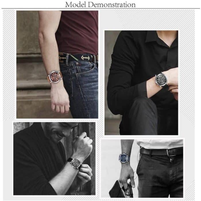 CHRONOS CH0401 Sportuhr mit drei Augen und sechs Nadeln und Ledergürtel für Herren – Bild 8