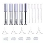 5PCS 12ml Leere Wimperntusche Tube mit Wimpernstab + 5 Stück Trichter und Transferpipetten Set für Rizinusöl DIY Container Set