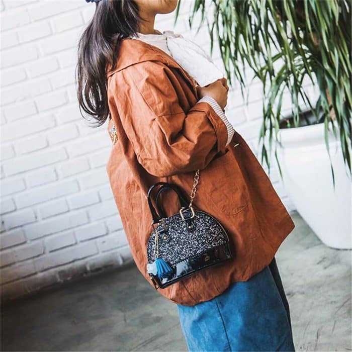 Niedliche Umhängetasche aus Leder, Umhängetasche für Mädchen, einfarbig, Mini-Reißverschluss, kleine quadratische Tasche, Einkaufstasche – Bild 7