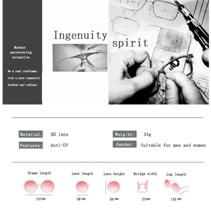 Damen-Sonnenbrille mit rundem Metallrahmen und Perlenverzierung – Bild 3