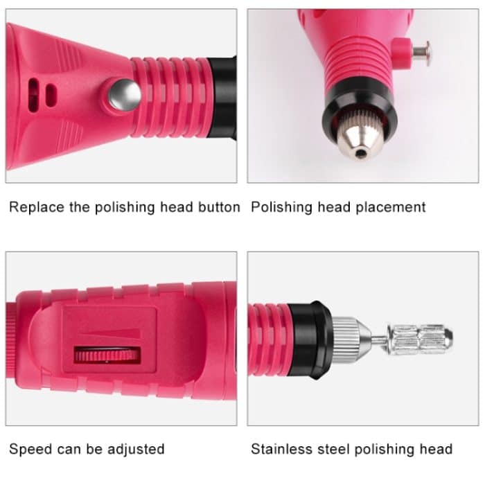 1 Set Power Professionelle Elektrische Maniküre Maschine Stift Pediküre Nagel Datei Nagel Werkzeuge 6 bits Bohrer Nagel Bohrer Maschine, US Plug Rose Red, US Plug Blue, US Plug White, EU Plug White, EU Plug Rose Red, EU Plug Black, EU Plug Green... – Bild 4