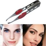 3 PCS LED mit Licht Augenbraue Clip Augenbraue Pinzette Vier-loch Augenbraue Zange Schönheit Augenbraue Clip Edelstahl Schönheit Werkzeug