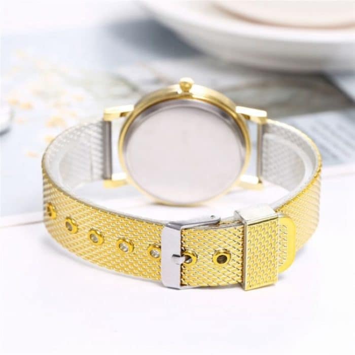 TBD0199234701A_2.jpg 2 Stück goldene Legierungs-Mesh-Gürtel-Doppelherzuhr für Damen – Bild 3