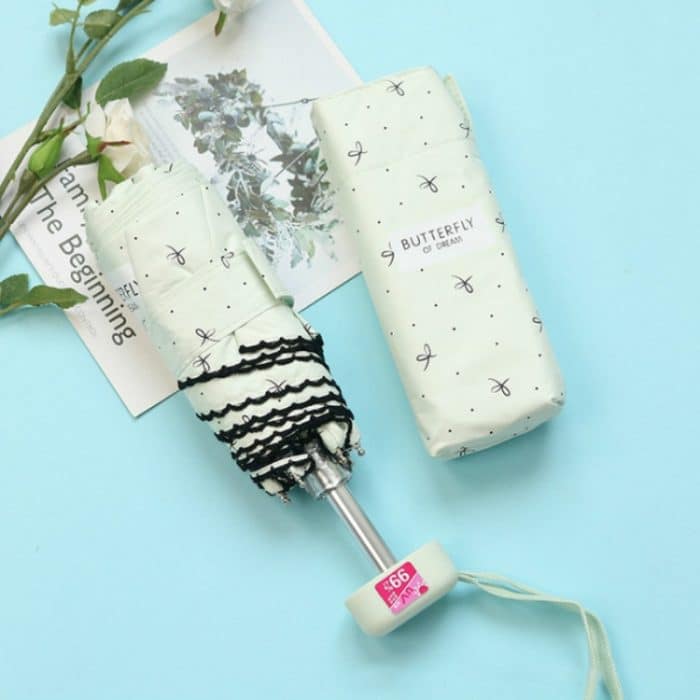 Mini-Taschenschirm mit 5 Taschen, UV-Schutz, schwarzer Kunststoffschirm – Bild 2