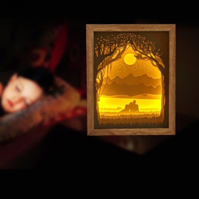 3D-Papierschnitzlampe Paar Licht Schatten Papier geschnitztes Nachtlicht – Bild 4