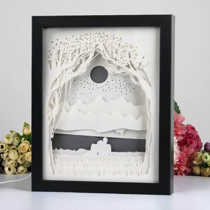 3D-Papierschnitzlampe Paar Licht Schatten Papier geschnitztes Nachtlicht – Bild 5