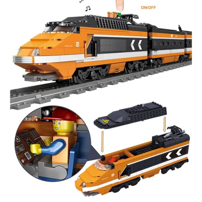City Train Series Zusammengebaute Bausteine Lego Simulation Electric Rail Train Puzzle Spielzeug – Bild 2