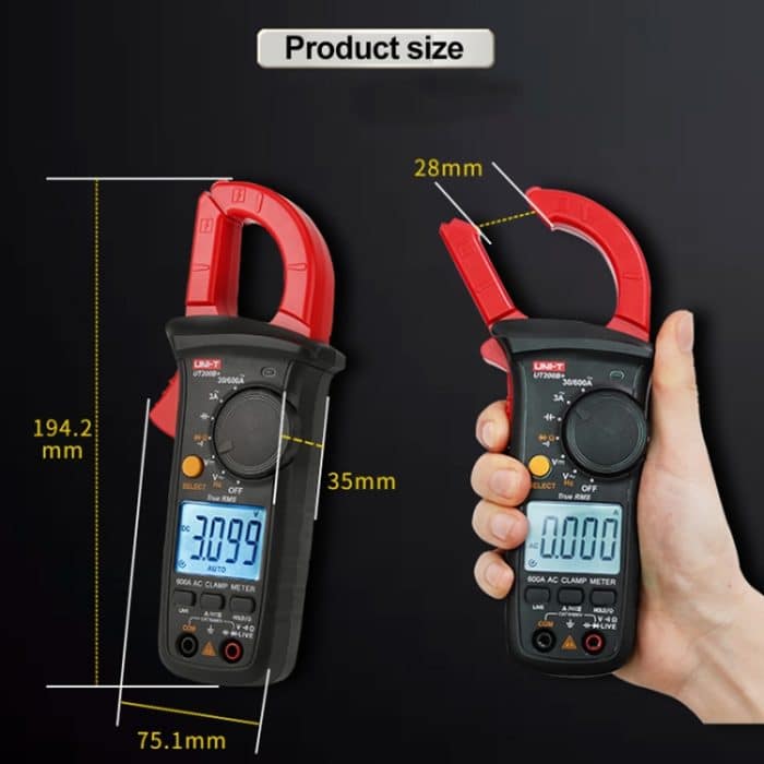 Digitales Zangenmultimeter, AC/DC-Spannungsdetektor, Frequenz-Widerstandstester, UT200A+ 400A, UT200B+ 600A – Bild 3