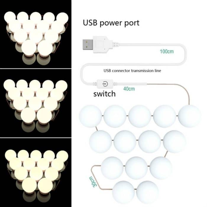 Spiegel-Frontlicht, dimmbarer Make-up-Spiegel, USB-Touch-Control-Licht – Bild 8