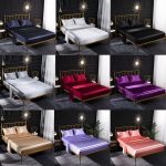 Home Ice Silk Simulation Silk Vierteiliges Kissenbezug-Bettlaken-Spannbettlaken-Set – Bild 2