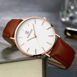 KEMANQI Einfache, ultradünne, wasserdichte Quarzuhr mit Stahlgeflechtgürtel für Herren – Bild 2