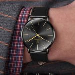 KEMANQI Einfache, ultradünne, wasserdichte Quarzuhr mit Stahlgeflechtgürtel für Herren – Bild 5