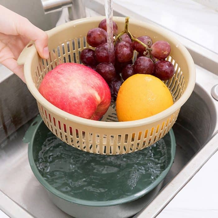 10 Stück doppelschichtiger hohler Obst- und Gemüse-Abflusskorb, Haushalts-Kunststoff-Gemüse-Waschkorb, Small, Large – Bild 7