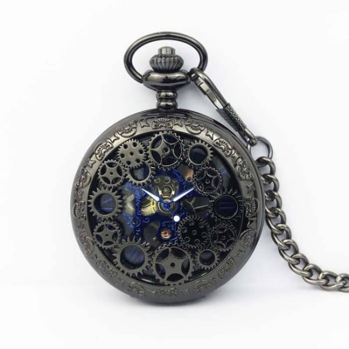 TBD0547005501A.jpg Klassische mechanische Taschenuhr, große, hohle Retro-Taschenuhr mit Zahnradprägung – Bild 1