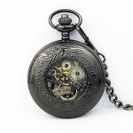 Klassische mechanische Taschenuhr, große, hohle Retro-Taschenuhr mit Zahnradprägung – Bild 3