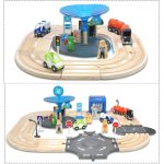 Multifunktionale hölzerne Polizeistation Road Track Set Baby Montage Bausteine ​​Pädagogische Früherziehung Spielzeug – Bild 8