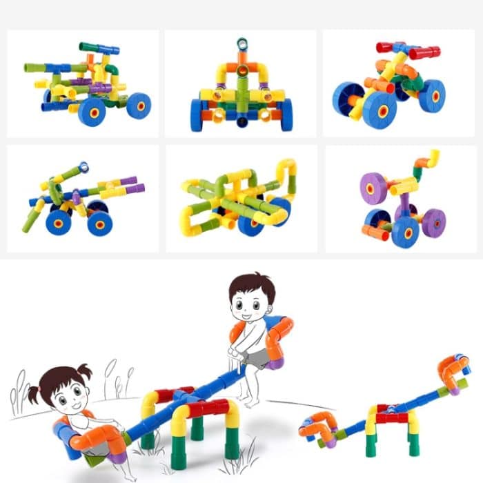 Kinder pädagogische Kunststoffrohrbausteine ​​Zusammengebautes Spielzeug 72 PCS / Set – Bild 8