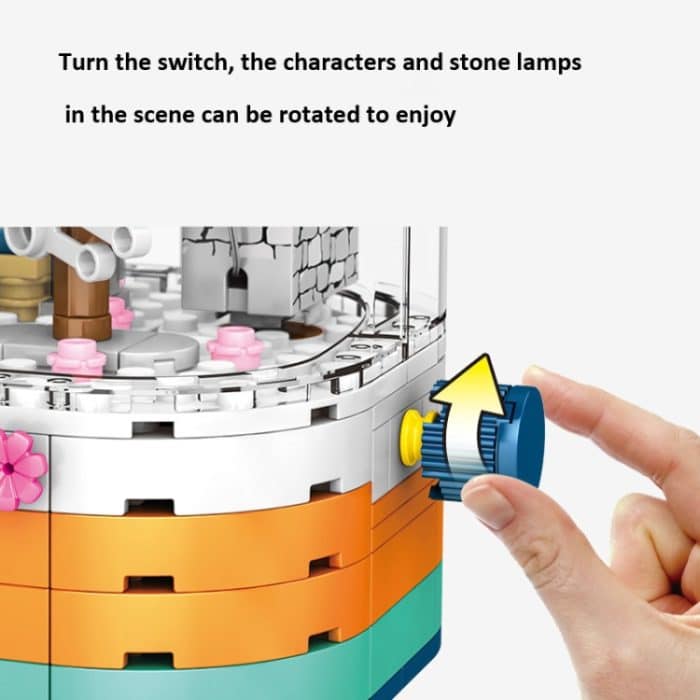 601077 Cherry Blossom Series Transparentes Licht Rotierende Box Puzzle Zusammengebautes Spielzeug Kleine Partikelbausteine – Bild 3