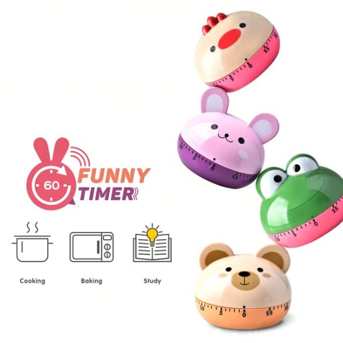 2 PCS Küche mechanische Timer Cartoon 60 Minuten Timer Backen Kochen Erinnerung, RB190-1 Bear, RB190-1 Bunny, RB190-1 Frog, RB190-1 Chicken, RB194-1 Puppy, RB194-1 Monkey, RB194-1 Mavericks, RB194-1 Kitten, RB208-1 Pineapple, RB208-1 Carrot, RB208-1 On... – Bild 5