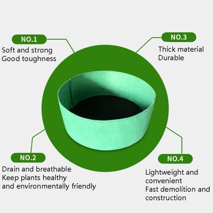 Filz-Pflanzfass für den Innenbereich, runder Pflanzbeutel, Vlies-Sämlingsbeutel, 60x20cm 56L – Bild 3
