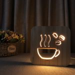 FS-T1879W 2,5 W 3D Kaffee LED Holztischlampe Schlafzimmer Nachtlicht