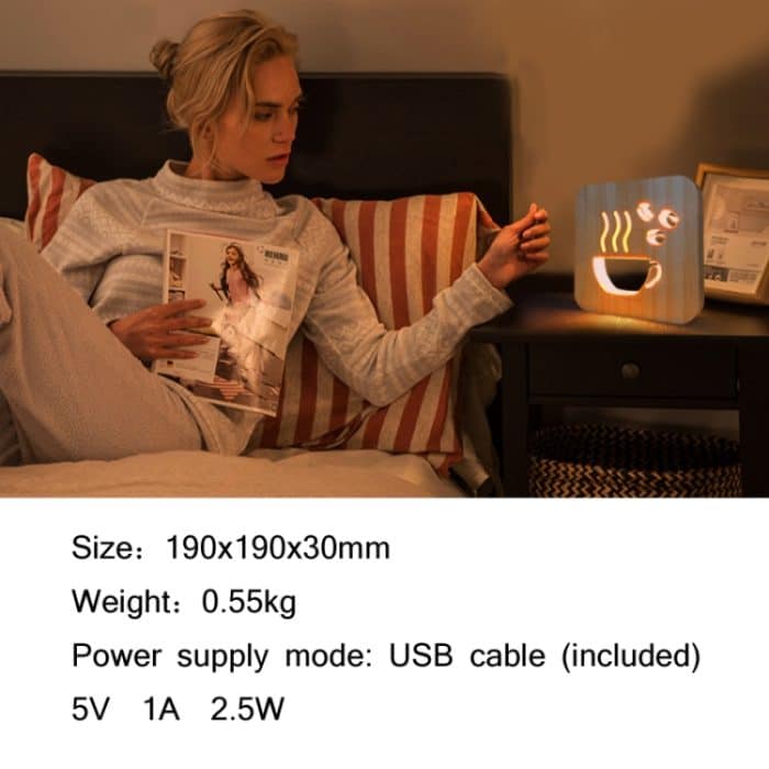 FS-T1879W 2,5 W 3D Kaffee LED Holztischlampe Schlafzimmer Nachtlicht – Bild 4