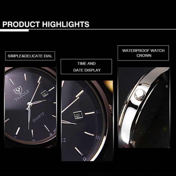 YAZOLE 308 Leuchtende Quarzuhr Herrenuhr – Bild 3