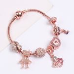 Damen-Armband aus Roségold mit Perlen