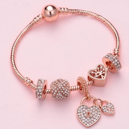Damen-Armband aus Roségold mit Perlen