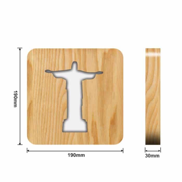 FS-T1971W 2,5 W Jesus Pastor Tischlampe USB Massivholz Hohlnachtlicht – Bild 3