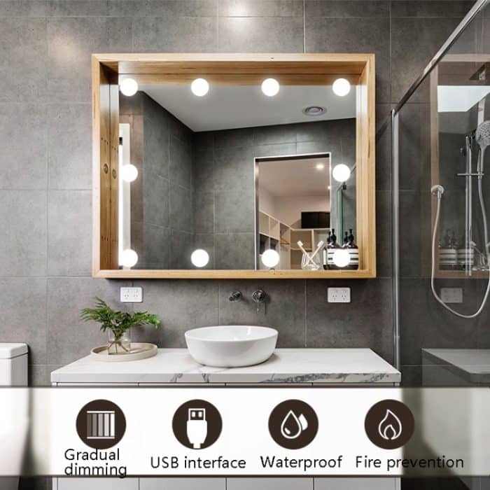 LED-Spiegel-Frontlampe, USB, einstellbare Helligkeit, Make-up-Fill-Glühbirnen – Bild 7