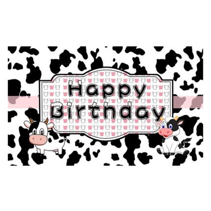Cartoon Kuh Thema Geburtstag Party Dekoration Hintergrund Stoff Fotografie Banner, 180x110cm, 180x90cm, 150x90cm