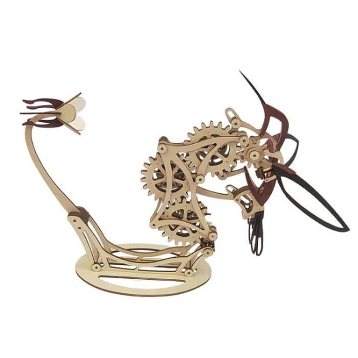 Handmontiertes 3D-Puzzlemodell aus mechanischem Kolibri aus Holz – Bild 2