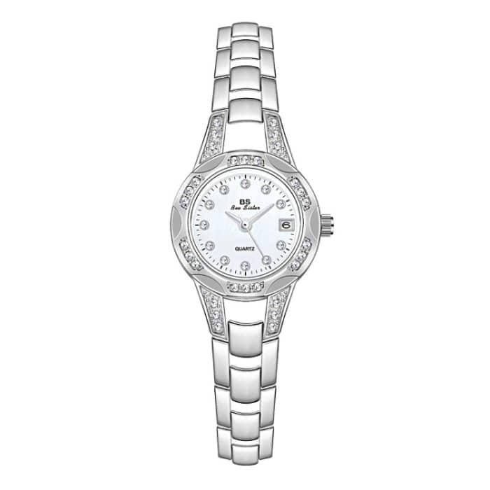 BS Bee Sister FA1679 Damenuhr mit Diamantkette, niedliche kleine runde Uhr mit Kalender – Bild 1