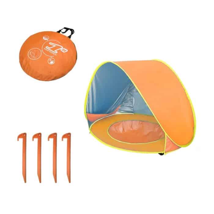 Baby-Strandzelt mit tragbarem, faltbarem Sonnenschutz für den Pool, Orange, Pink, Pink Stripe, Shark Gray, Shark Yellow – Bild 1