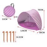 Baby-Strandzelt mit tragbarem, faltbarem Sonnenschutz für den Pool, Orange, Pink, Pink Stripe, Shark Gray, Shark Yellow – Bild 3