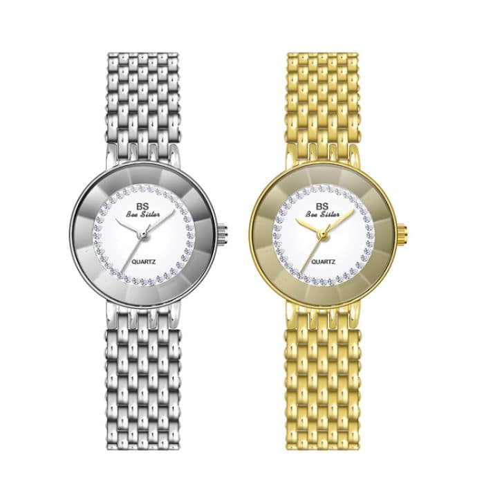 BS Bee Sister FA1199 Damenuhr mit rundem Zifferblatt und Rand aus Glas – Bild 2