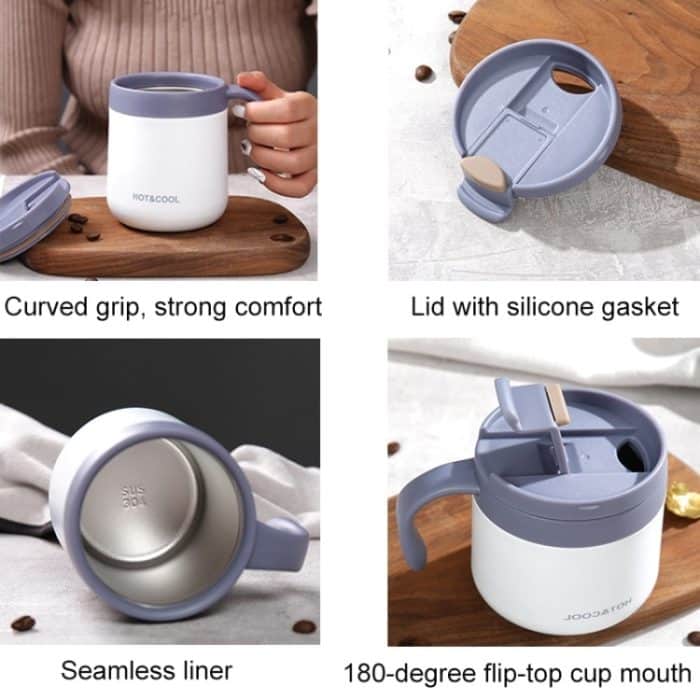 Runder Bürobecher mit Klappdeckel und Griff, 350ml, 500ml – Bild 2