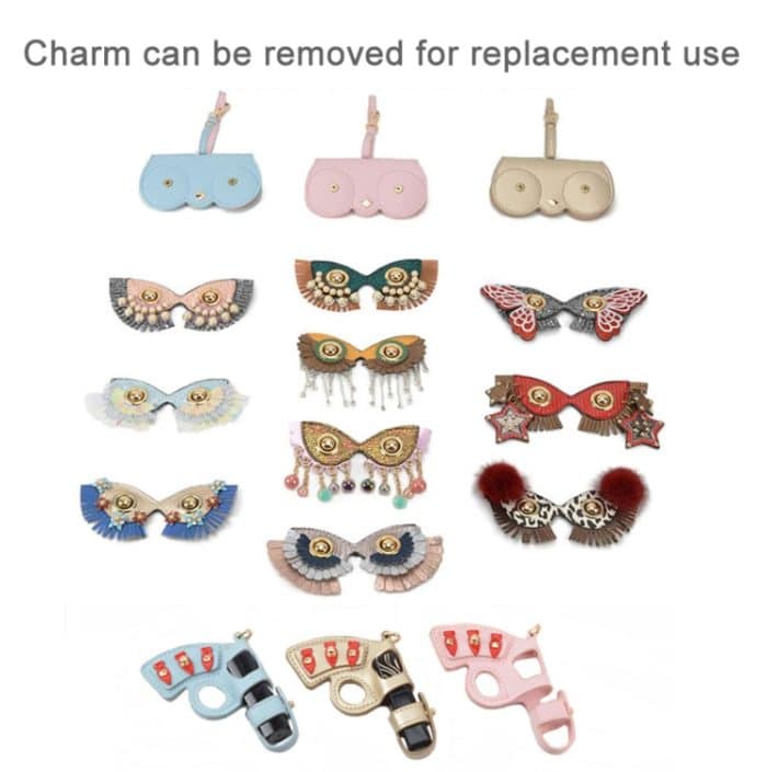 Niedliches, schrulliges PU-Sonnenbrillenetui, tragbare Brillentasche mit hängender Schnalle – Bild 2