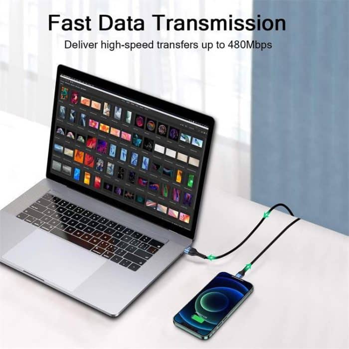 QGeeM MF01 USB-A auf 8-poliges Telefon-Tablet-Schnelllade-Datenkabel, Länge: – Bild 6