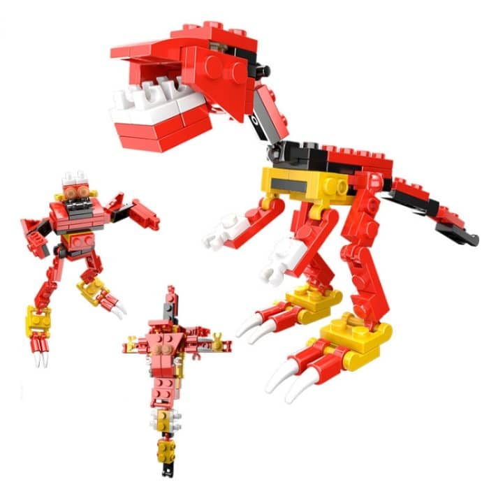 CAYI 3 In 1 Mecha Dinosaurier Kleine Partikel Puzzle Bausteine Kinder Spielzeug – Bild 1
