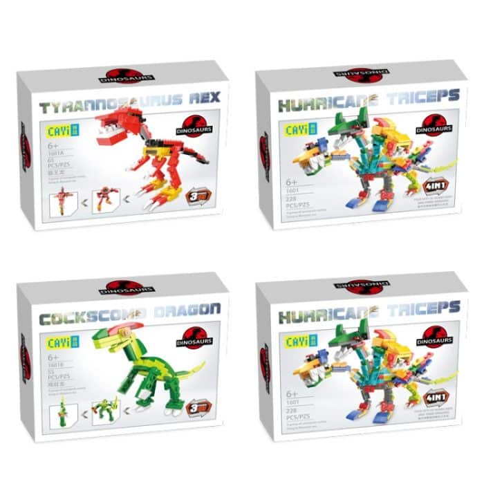 CAYI 3 In 1 Mecha Dinosaurier Kleine Partikel Puzzle Bausteine Kinder Spielzeug – Bild 3