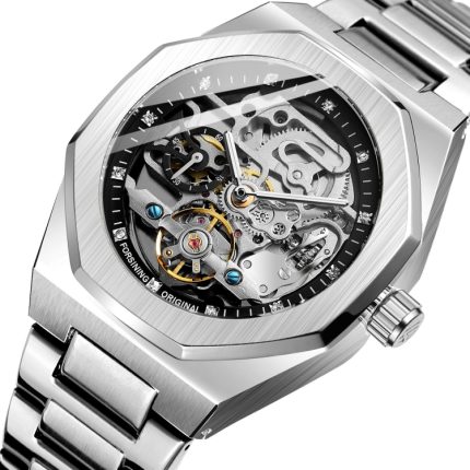 FORSINING F980 Luminous Three Eye Six Shot Weekly Steel Belt Herren Vollautomatische mechanische Uhr