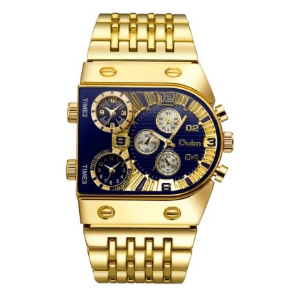 Oulm 9315 Multi Time Zone Großes Zifferblatt Leuchtende Herrenuhr Stahlarmband Lässige Quarzuhr