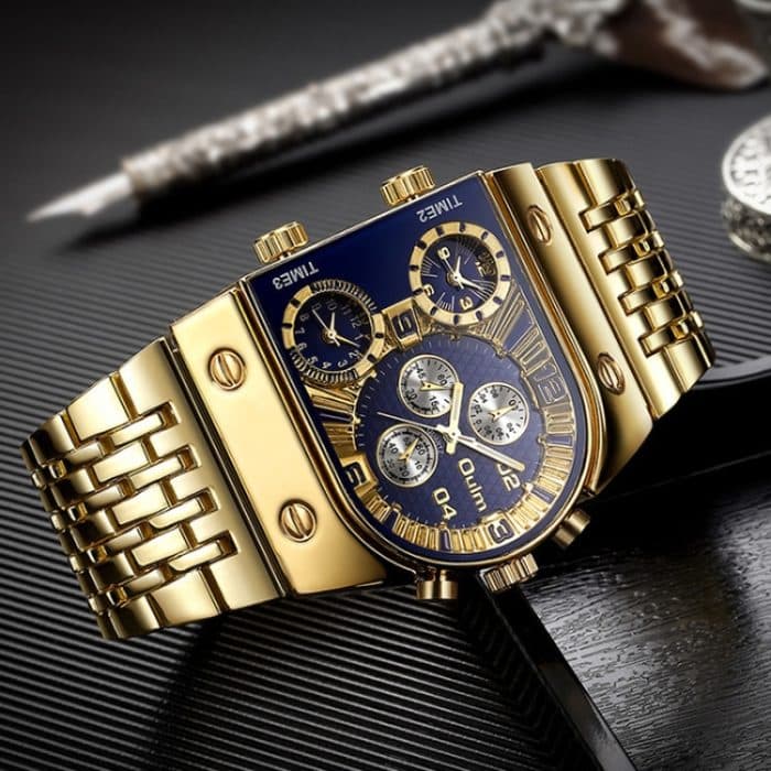 Oulm 9315 Multi Time Zone Großes Zifferblatt Leuchtende Herrenuhr Stahlarmband Lässige Quarzuhr – Bild 7