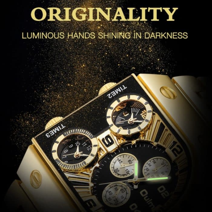 Oulm 9315 Multi Time Zone Großes Zifferblatt Leuchtende Herrenuhr Stahlarmband Lässige Quarzuhr – Bild 2