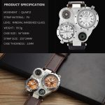 Oulm 9415 Double Time Zone Herren-Gürteluhr, großes Zifferblatt, Kompass, Quarzuhr – Bild 7