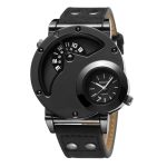 MILER Herren-Armbanduhr mit großem Zifferblatt und zwei Uhrwerken, Segeltuchband