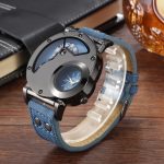 MILER Herren-Armbanduhr mit großem Zifferblatt und zwei Uhrwerken, Segeltuchband – Bild 4